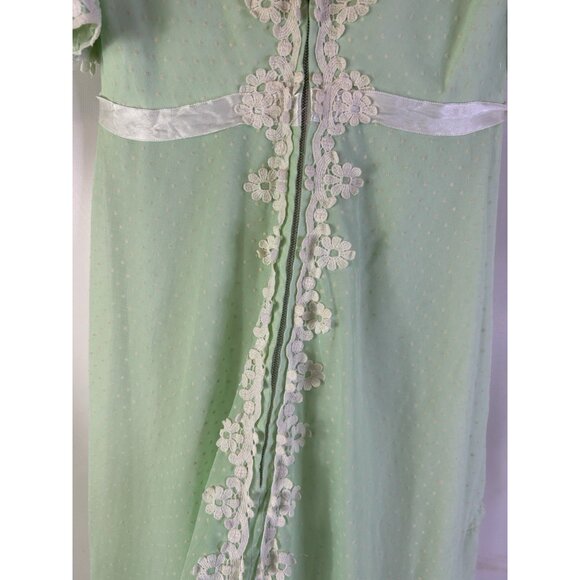 Vintage 60s Handmade Lace Trim Tiered Flounce Maxi Dress Cottagecore - Picture 8 of 10